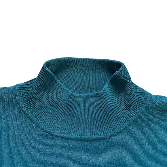 WD.NY 70% Silk 30% Viscose Size Large Sleeveless Sweater Teal Top Stretch - Picture 4 of 6